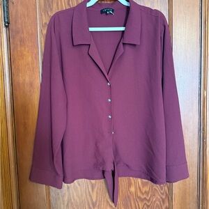 1. State Burgundy Button-Down Blouse Size XL